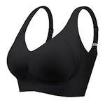 POSESHE Soft Sleep Wirefree Bras for Women Full Coverage No Underwire Everyday Bras Comfortable Sports Bras Back Smoothing Bra (Black,4X-Large)