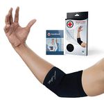 Doctor Developed Copper Elbow Brace & Elbow Support Sleeve AND DOCTOR WRITTEN HANDBOOK —GUARANTEED relief for Tennis elbow, Golfers Elbow, Arthritis, Elbow compression & support (Small)