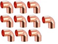 (10pcs) EZ-FLUID Plumbing 1/2" C X C LF Short Radius Copper 90 Degree Elbow Pressure Copper Fitting with Sweat Solder Connection for Residential,Commercial