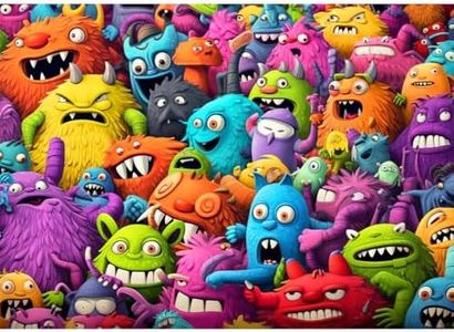 HUADADA Jigsaw Puzzles for Adults 1000 Pieces Jigsaw Puzzles for Adults Interesting Toys Brain Teaser Birthday Graduation Gifts, Impossible Puzzle, Challenging Game - Crazy Monsters