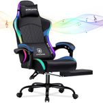 GTPLAYER RGB Gaming Chair with Speakers, Computer Gamer Chair with Footrest and LED Lights, PC Gamer Chairs for Adults, High Back Reclining Office Chairs, Linkage Armrest (Blue, with Speakers)