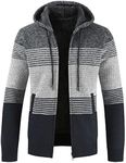 Kinkia Men's Zip Up Hooded Fleece Cardigan Sweater Winter Warm Sherpa Lined Jacket Coat Hoodies with Pockets, Dark Grey, XX-Large