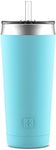 Ello Beacon Vacuum Insulated Stainless Steel Tumbler with Optional Straw, 24 oz, Blue Sky