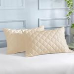 LINENWALAS 100% Bamboo Quilted Pillow Cover - Set of 2 | Ultra-Soft, Cooling & Breathable | Skin & Hair Friendly | Hidden Zipper Closure | Sweat-Absorbent & Hypoallergenic (20x30 Inches, Dune)