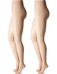 HUE Women's Age Defiance Sheer Tights with Control Top, 20 den, Natural-2 Pair Pack, 4 (Pack of 2)