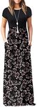 HAOMEILI Women's Casual Short/Long Sleeve Maxi Dress with Pockets 3X-Large Gypsophila Black