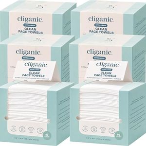 Cliganic Clean Face Towels XL, Multi-Pack (300 Count), Disposable, Ultra-Absorbent, Hypoallergenic & Soft - Makeup Remover Dry Wipes, Pamper Your Face, Hygienic Towelettes, for All Skin Types