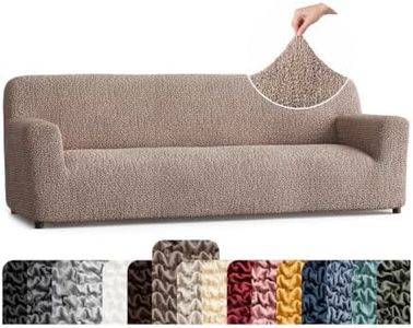 Premium Stretch Couch Covers for Sofa - Sofa Chair Cover Washable, Dogs & Pets Friendly - Elastic Polyester Loveseat Slipcovers - Non-Slip Love Seat Couch Covers - Soft Taupe (86"-120" Wide)