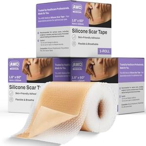 AWD Silicone Scar Sheets for Surgical Scars - Silicone Scar Tape for C Section, Tummy Tuck Tape, Keloid Treatment - Silicone Skin Patches After Surgery Must Haves (1.6" x 60" Roll, Pack of 3)