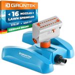 GRÜNTEK Mini - Lawn Sprinkler with 16 nozzles up to 378 m2 / 4069 ft2 Irrigation area with turbo engine