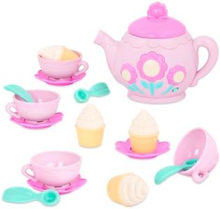 Play Circle Pink La Dida Musical Tea Party Set – Teapot with Songs & Sounds, Cupcakes, Baby Spoons, and Cups – Pretend Play Toy Kitchen Accessories for Kids Ages 3 and Up (17 Pieces)