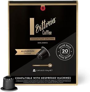 Vittoria Mountain Grown 100% Arabica Nespresso Compatible Aluminium Coffee Capsules. Best Served with Milk - 20 Pack Pods