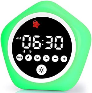 ANNNGUL Kids Alarm Clock, Ok to Wake Clock with Green Light Red Light, Toddler Sleep Training Clock for Children