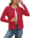 WEACZZY Women’s Knit Cardigan Sweaters 2024 Fall Open Front Long Sleeve Button Cropped Cardigan Coats,Red,X-Large