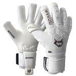 WVVOU Football Goalkeeper Gloves for Adults and Youth, High Performance Football Gloves with 5 Detachable Fingersave, Goalie Gloves with 4mm Sticky Latex Palm (White, 9)