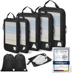 Compression Packing Cubes for Suitcases, Ultralight 8 Set Packing Cubes for Backpack Waterproof Luggage Packing Organizers Expandable Packing Cubes for Travel Accessories and Essentials-Black
