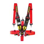 Kyostar 5 Point Racing Seat Belt Harness Set Camlock Quick Release with Premium Quality Soft Webbing and Black Steel Hardware Universal 2"+3" Width Red