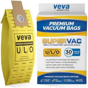 VEVA 30 Pack Premium SuperVac Vacuum Bags Type U/L/O Microlined compatible with Kenmore Sears Upright vacuum cleaners replacement Style U, L, O, 5068, 50688, 50690, 50105 bags