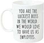 Boss Gift Best Boss Ever Gift for Boss You are The Luckiest Boss Funny Mug 11 Oz Ceramic Coffee Cup for birthday and Christmas Office Humor Gift for Coworkers,Managers,Boss Coworkers, Lady,Coffee Mugs