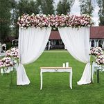 SMLJFO 5x10ft White Sheer Backdrop Curtain Voile Chiffon Fabric Drapery Wedding Arch Drapes Party Backdrop Curtain 2 Panels for Party Ceremony Stage Decorations