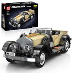 Mould King 10115 Classic Vintage Car Building Kit, Retro Car Building Blocks Sets, 1:16 Scale Convertible Sports Cars Display Model, Collectible Set for Adults to Build, Boy Toys for Teen(897 Pieces)