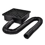 VIEWZONE Square Catch Basin Drain Kit, 12×12inch(30.5×30.5cm) Low Profile Catch Basin Drainage Downspout Extension Kit with Flexible Pipe, No Deep Dig Needed, Pipe Stretched Length 250cm