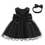 LZH Baby Girl Dresses,Baptism Dress for Baby Girl Baptism Dress Newborn Dress Girls Flower Girl Dress for Party Black