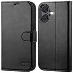 OCASE for iPhone 16 Case, PU Leather Wallet, Magnetic Flip Folio Cover with RFID Blocking, Card Holders, Shockproof TPU, and Kickstand for 6.1 Inch iPhone 16 (2024), Black