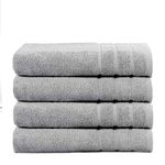 CLEANUP TOWELS Set of 4 Bath Towels 70 cm x 130 cm, Premium Terry Cotton Highly Absorbent Towels for Bathroom, Shower and Home (70x130 CM, SILVER)