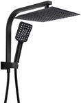 WELS Twin Shower Head Set 10" Rain Square Handheld Wall Arm High Pressure (Matte Black)