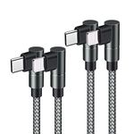 2 Pack USB-C to Lightning Cable [10FT,MFi Certified] 90 Degree PD Fast Charging Cable for iPhone 13/13 mini/13 Pro/13 Pro Max/12/12 mini/12 Pro/12 Pro Max/11/XR/XS Max/XS/X/8, Braided Nylon, Grey