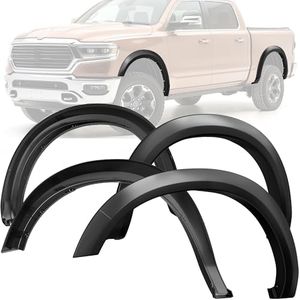 YITAMOTOR Front Rear Fender Flares Compatible with 2009-2018 Dodge Ram 1500, 2019-2022 1500 Classic, Truck Wheel Fenders, Smooth Black Well Guards