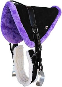 CHALLENGER Horse Western Leather Fur Padded Bareback Saddle Pad Cinch Stirrups Black 39149