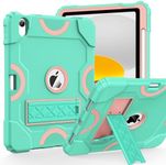 Cantis Case for iPad 10th Generation 10.9 inch 2022, iPad Cover 10th Generation with Pencil Holder & Kickstand, Heavy Duty Shockproof Rugged Protective for iPad 10th Case, Teal+Pink