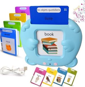Cartes Flash Parlantes éducatives pour Enfants Talking Flash Cards 112 Cartes 224 Mots De 3 4 5 6 7 Ans Montessori Autiste Jouet éducatif pour Enfant Cadeau d'anniversaire motami (Français-Bleu)