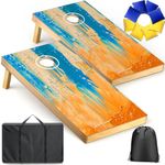 3'x2' or 4'x2' Solid Wood Cornhole Board Set, Corn Hole Boards Set, Lightweight Corn Hole Set Includes 2 Cornhole Boards, 8 Cornhole Bean Bags & Carry Case for Outdoor Games (SB603 4'x2' Cornhole Set)