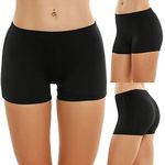 Ekouaer Pack of 3 Womens Seamless No Show Boy Short Panty Plus Size Boyshort Underwear Black