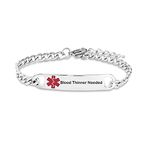 Luluadorn Women Men's Medical Alert Bracelet Blood Thinner Needed for Emergency First Aid Health Alert Stainless Steel Chain Bracelets