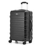 RMW Suitcase Large Medium Cabin Size | Hard Shell | Lightweight | 4 Dual Spinner Wheels | Trolley Luggage Suitcase | Hold Check in Luggage | TSA Combination Lock (Black, Cabin 20")