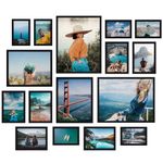 Giftgarden 16 Pack Black Picture Frames for Multi Sizes Photos, Assorted Set Including Two 11x14, Two 8x10, Six 5x7, Six 4x6, Gallery Collage Frame for Wall or Tabletop Display