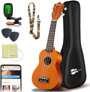 Everjoys Soprano Ukulele Beginner Pack-21 Inch w/Free Online Lesson Gig Bag Fast Learn Songbook Digital Tuner Pick All in One Kit