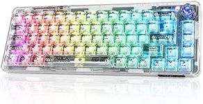 CC MALL 60% Transparent Mechanical Keyboard with Clear Keycaps,Gasket Hot Swappable Custom Wireless Keyboard,RGB Backlit Gaming Keyboard,2.4G/Type-C/Bluetooth Mechanical Keyboard(White)