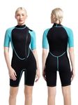 REALON Shorty Wetsuit for Women, Shorty One Piece Wet Suit 3mm Neoprene Front Zipper Wetsuit for Surfing Snorkeling and Other Water Sports