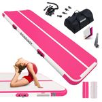 Tumbling Gymnastics Mat Inflatable 10ft Gym Tumble Mats 4 Inch Thickness, both sides can be used for Home Use/Training/Cheerleading/Yoga/Water Fun with Electric Pump, pink 3m