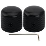 Musiclily Pro 6mm Steel Knurled Telecaster Dome Knobs with Set Screw for Tele Electric Guitar or Precision Bass, Black (Set of 2)