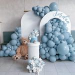 Dusty Blue Balloons Double Stuffed Blue Balloon Garland Pastel Blue Balloons Different Sizes 18In 12In 5In Latex Slate Blue Balloon Arch Kit For Birthday Baby shower Gender Reveal Neutral Party