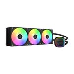 GAMDIAS 360mm AIO CPU Water Cooler, Hidden Cable Design, Rotatable Pump, MB Sync ARGB & PWM, 30 Light Effect, Intel LGA 1700, AMD AM5/AM4, Black, AURA