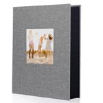 Miaikoe Photo Album 6x4 300 Pockets Slip in Large Capacity Album for Family Wedding Anniversary Linen Album Book Holds 300 Horizontal 10x15cm Photos(300 Pockets, Grey)