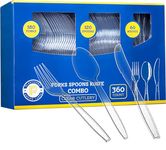 Plasticpro Clear Heavyweight Plastic Silverware - Cutlery 360 Combo Box (Including 180 Forks 120 Spoons 60 Knives)