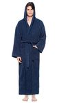 Arus Men's Classic Hooded Bathrobe Turkish Cotton Terry Cloth Robe (L,N.Blue)